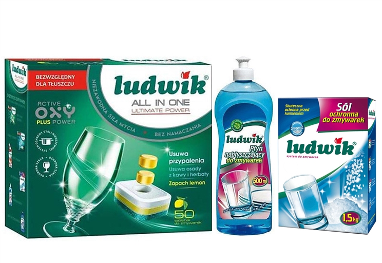 Viên Rửa Bát Luckwik 50 tabs + Nước làm bóng Ludwik 750ml + Muối Rửa Bát Ludwik 1,5kg