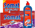 Viên Rửa Bát Somat 50 Viên + Muối Rửa Bát Somat 1,2 kg + Nước Làm Bóng Somat 750ml