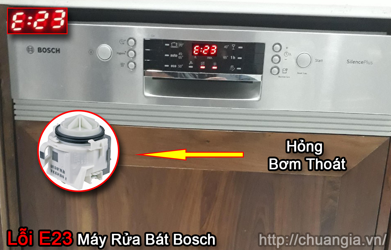 Sửa Máy Rửa Bát Bosch, Máy rửa bát Bosch lỗi E23, E23 của máy rửa bát bosch, mã lỗi E23, Nguyên nhân máy rửa chén bosch báo lỗi E23, bơm xả máy rửa bát bosch, dịch vụ sửa chữa máy rửa bát bosch tại nhà, Trung Tâm Bảo Hành Máy Rửa Bát Bosch