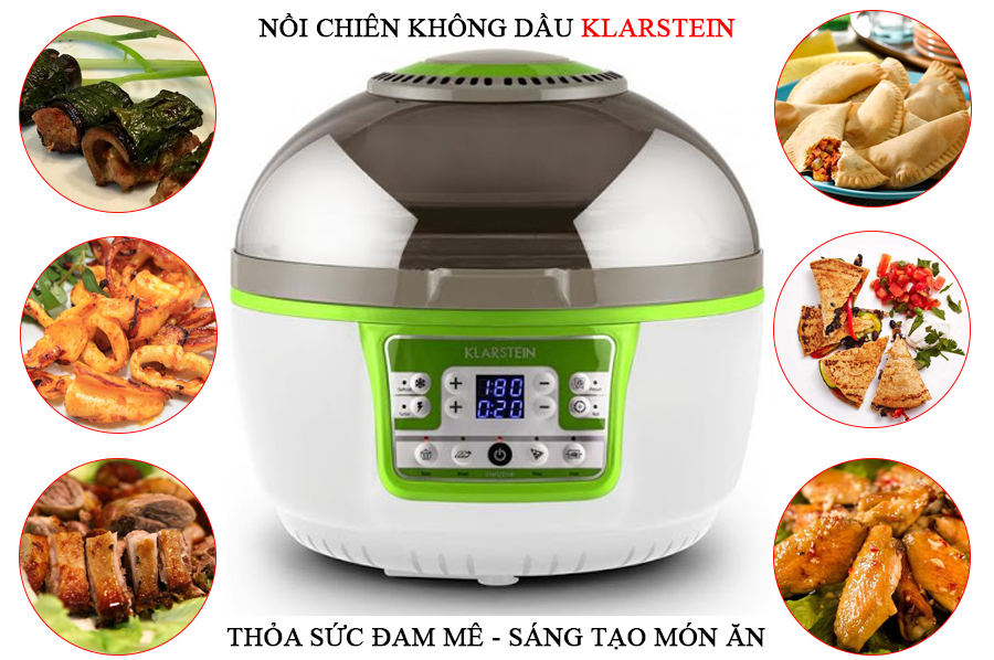 Nơi Bán Nồi Chiên Không Dầu Klarstein VitAir Turbo 9 lít Màu Xanh, Nồi Chiên Không Dầu Klarstein VitAir Turbo 9 lít Màu Đen, Nồi Chiên Không Dầu Klarstein, Nồi Chiên Không dầu, nồi chiên không dầu nhập khẩu, nồi chiên không dầu đức, Nồi chiên không dầu Klarstein 9L