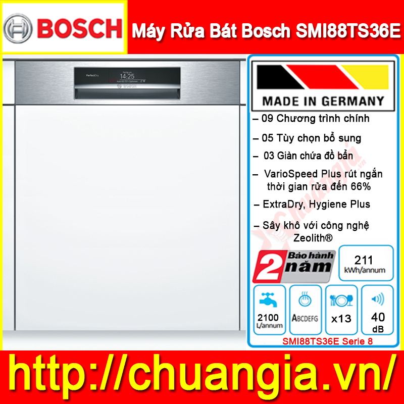 Máy Rửa Bát Bosch SMI88TS36E, máy rửa chén bosch, máy rửa bát bosch mới nhất, hướng dẫn sử dụng máy rửa bát bosch smi46ks01e, hướng dẫn sử dụng máy rửa bát bosch smi68ms07e, máy rửa bát bosch serie 6, máy rửa bát bosch serie 8, máy rửa bát bosch 2019, công suất máy rửa bát bosch