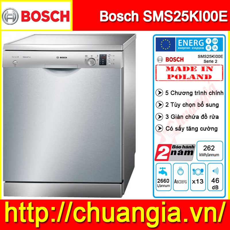 Máy Rửa Bát Bosch SMS25KI00E, Máy rửa bát gia đình, may rua bat, Máy rửa chén, Máy rửa bát giá rẻ, may rua bat gia re, Máy rửa bát giá rẻ tại hà nội, mua máy rửa chén ở giá rẻ, Máy rửa bát nhập khẩu