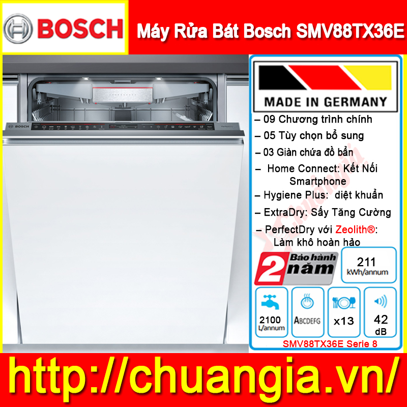 Máy Rửa Bát Bosch SMV88TX36E, máy rửa chén bosch, máy rửa bát bosch mới nhất, hướng dẫn sử dụng máy rửa bát bosch smi46ks01e, hướng dẫn sử dụng máy rửa bát bosch smi68ms07e, máy rửa bát bosch serie 6, máy rửa bát bosch serie 8, máy rửa bát bosch 2019, công suất máy rửa bát bosch