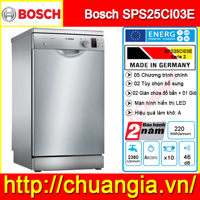 Máy Rửa Bát Bosch SPS25CI03E, máy rửa bát bosch serie 2, máy rửa bát 9 bộ bosch sps25ci03e, máy rửa bát bosch spv46mx00e, sps66ti01e, máy rửa bát bosch 9 bộ, máy rửa bát bosch sms25ki00e, máy rửa bát bosch smv45gx02e, công suất máy rửa bát bosch