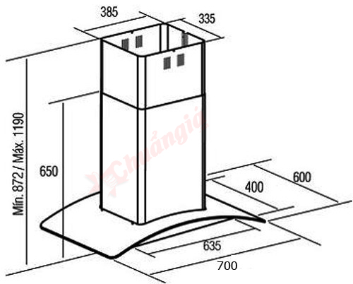 Máy hút mùi Cata C Glass 700, Máy hút mùi Cata, Máy hút mùi, Máy hút mùi Cata kính cong, Máy hút mùi Cata treo tường, Máy hút mùi nhập khẩu, may hut mui, máy khử mùi, chuangia.vn, chuẩn giá